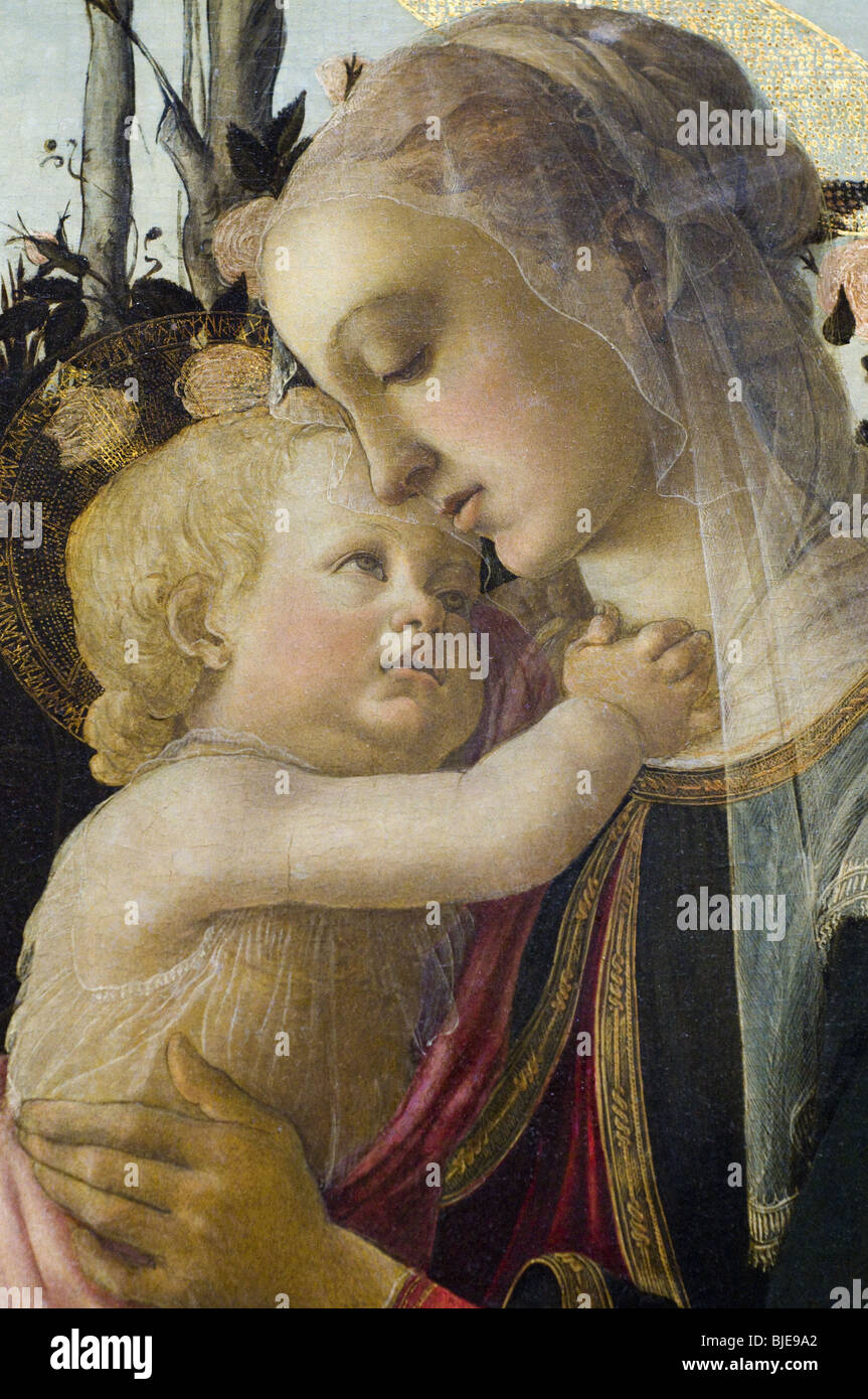 Alesandro Filipepi Botticelli aka la Vierge et l'enfant avec le jeune Jean-Baptiste 1470 XV ème siècle École italienne Huile sur Banque D'Images