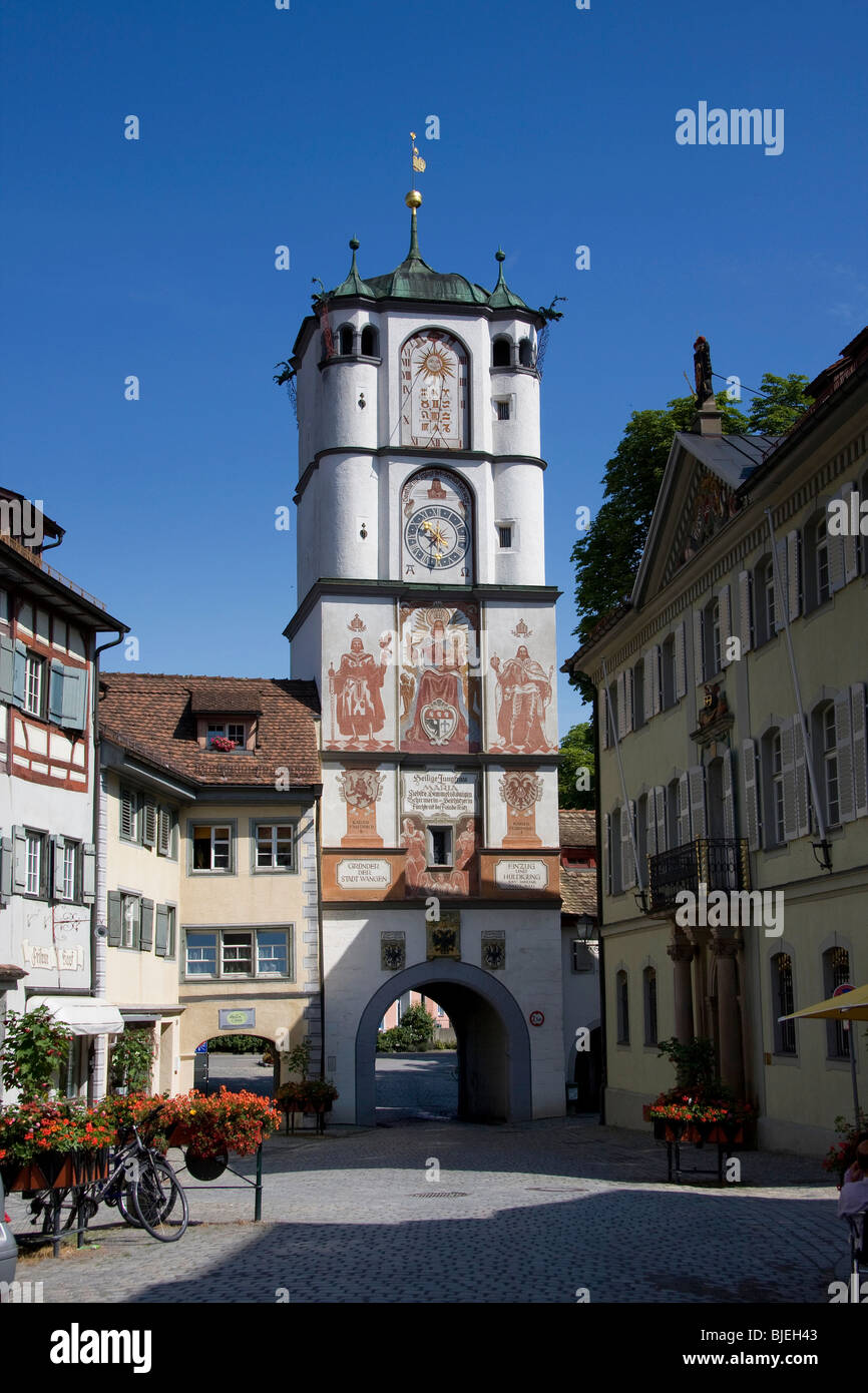 Tour de la ville et porte de ville, Wangen im Allgaeu, Allemagne Banque D'Images