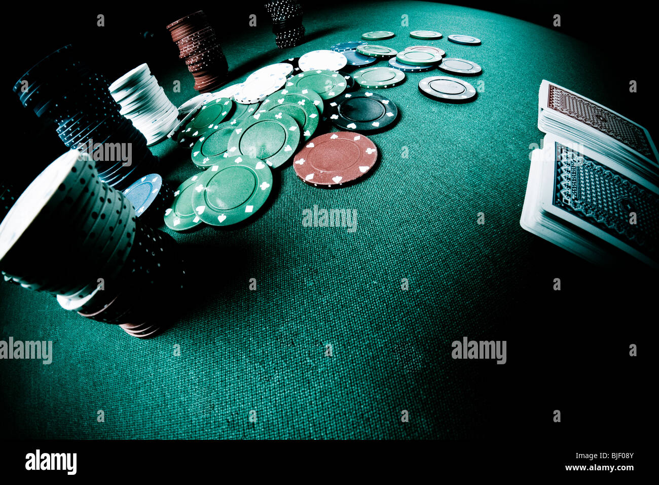 Jeu de poker prises avec objectif fisheye Banque D'Images