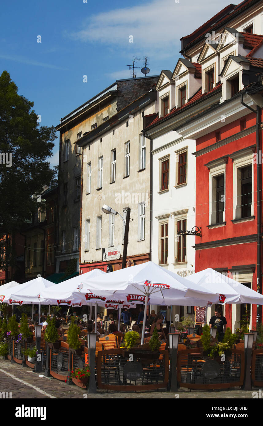 Restaurants en plein air de Kazimierz, Cracovie, Pologne Banque D'Images