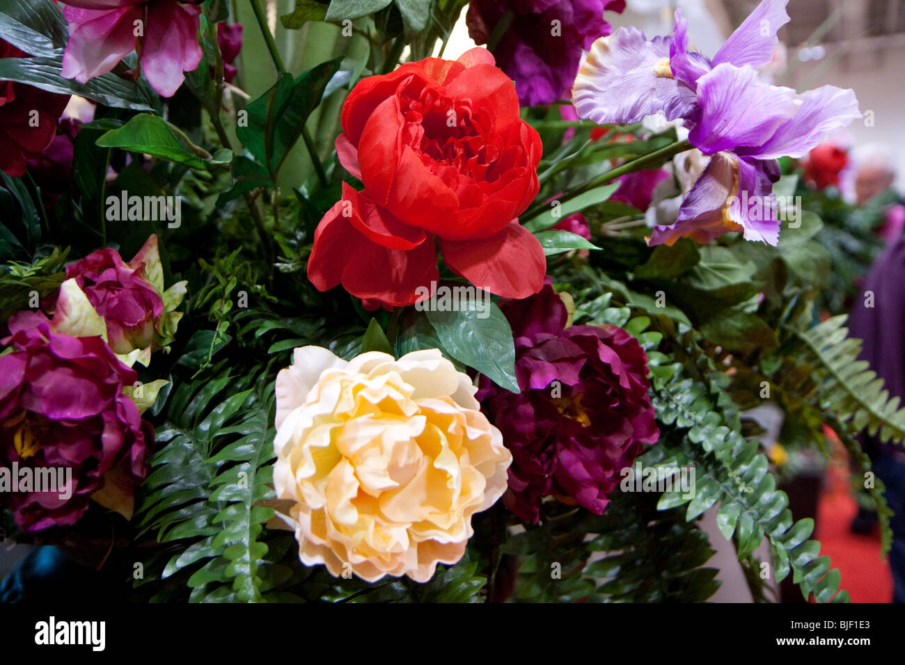 Arrangement de fleurs jaune rouge rose violet Banque D'Images