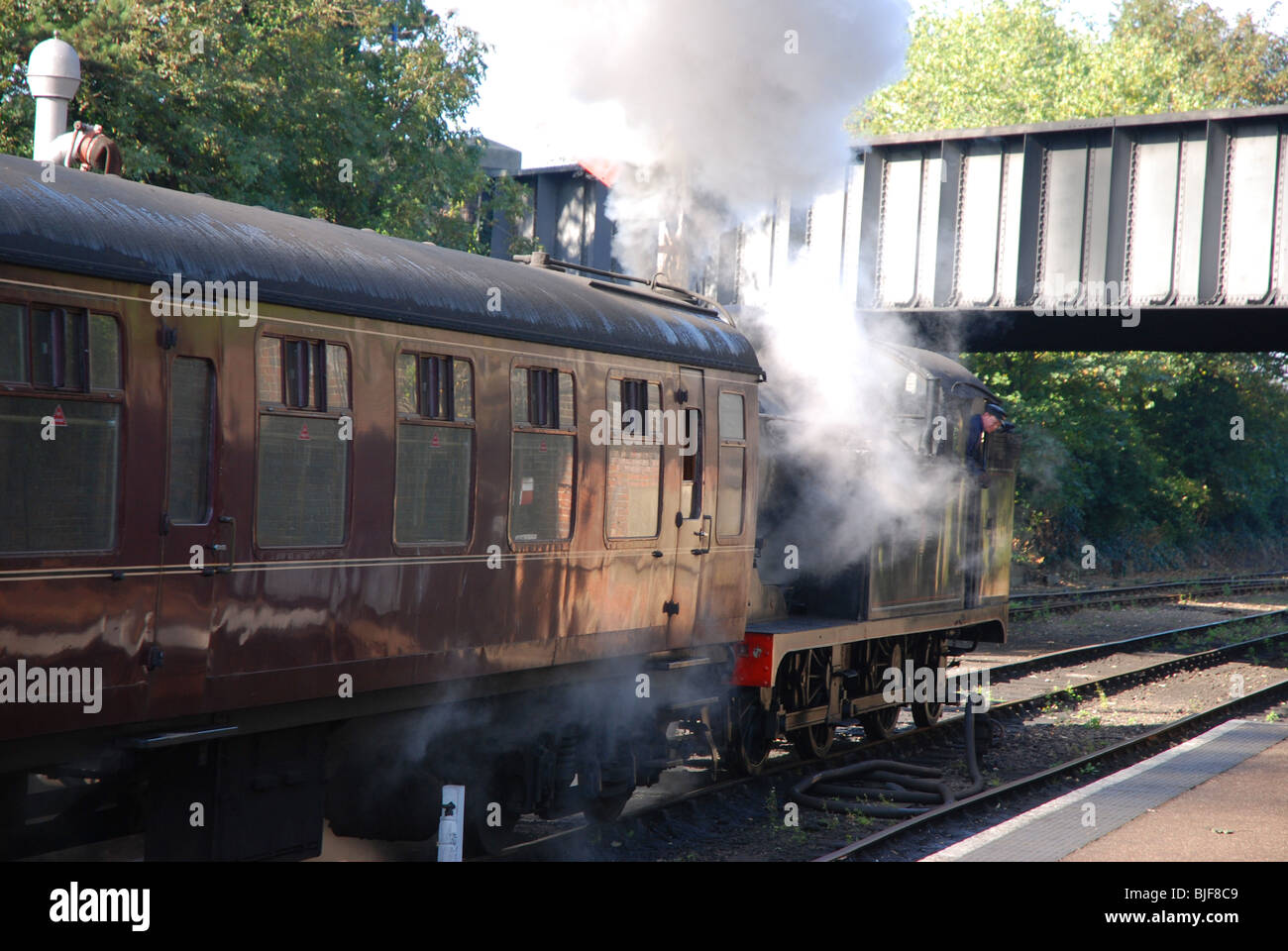 Un réservoir du moteur s'éloigne de la station de Sheringham sur le chemin North Norfolk Banque D'Images