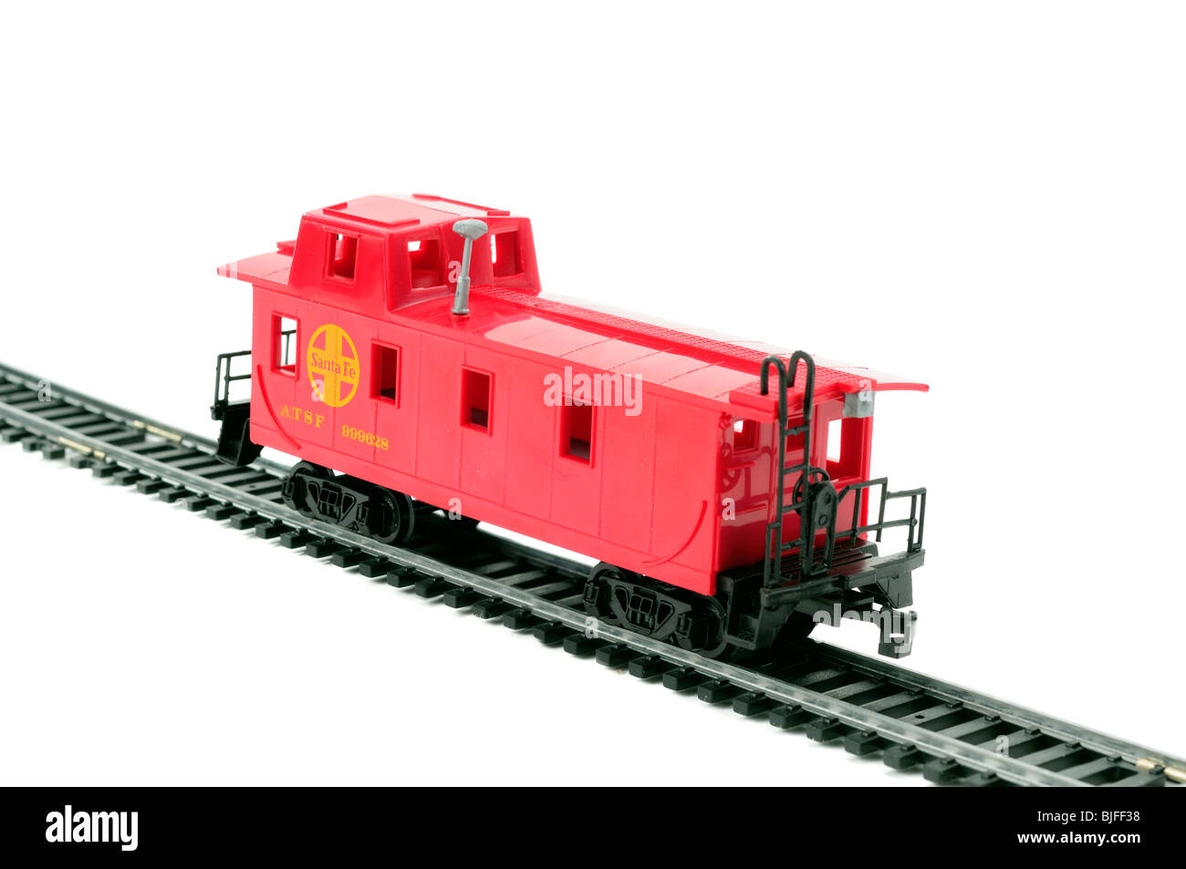 Train Maquette de chemin de fer américain Red Caboose Banque D'Images