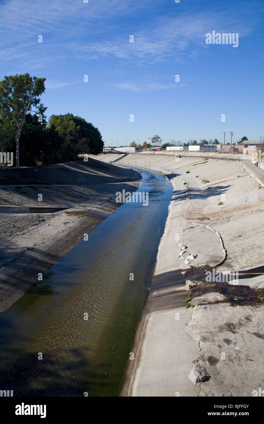 Ballona Creek est un 9-mile de long canal de protection contre les inondations qui draine le bassin de Los Angeles. , Los Angeles, Californie, USA Banque D'Images