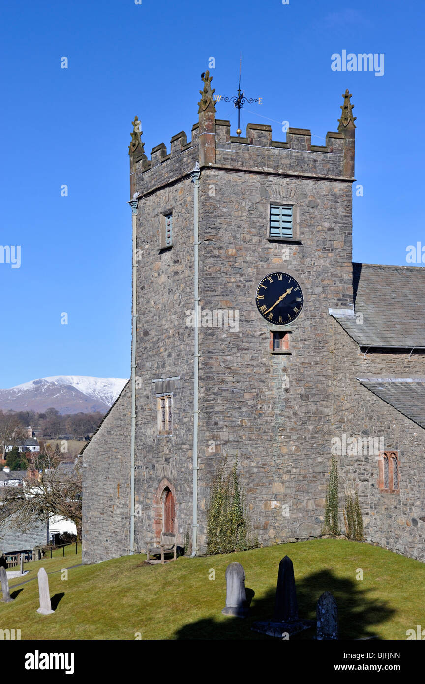 L'église paroissiale de Saint Michel et de tous les anges. Hawkshead, Parc National de Lake District, Cumbria, Angleterre, Royaume-Uni, Europe. Banque D'Images