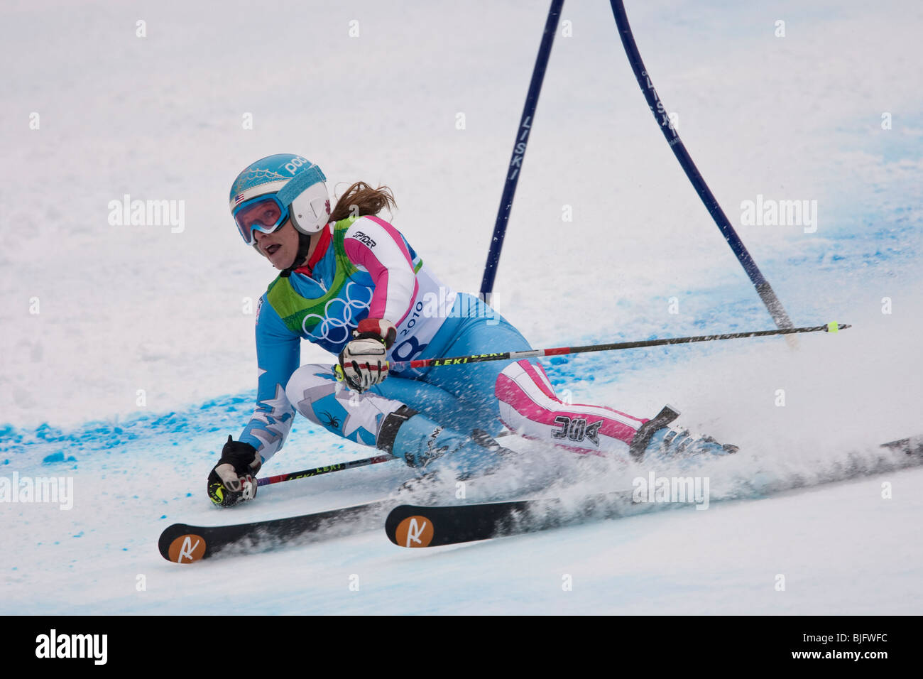 Julia Mancuso (USA) qui se font concurrence sur les épreuves de ski alpin Slalom géant femmes aux Jeux Olympiques d'hiver de 2010 Banque D'Images