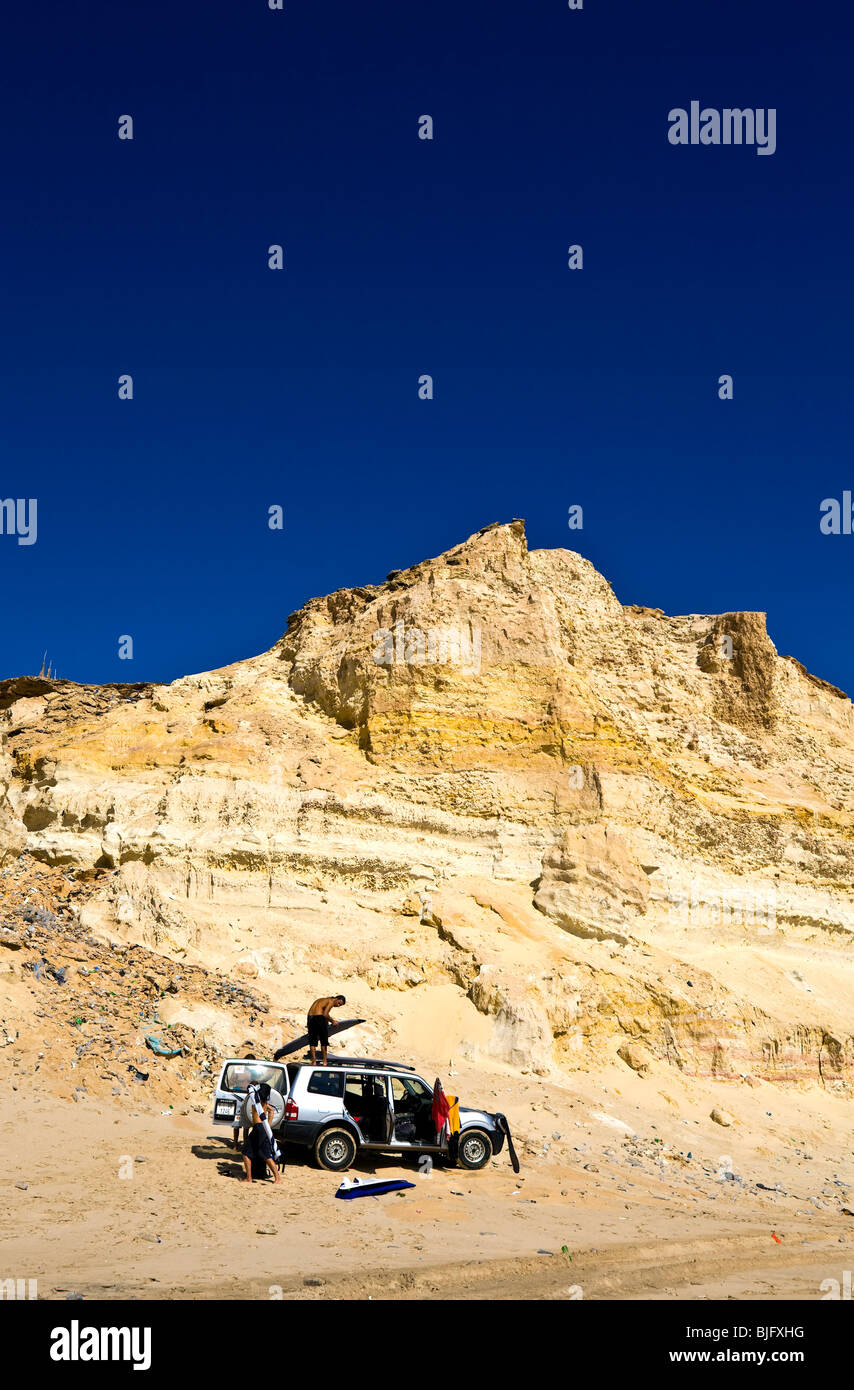 Western Sahara, désert de falaises, côte Atlantique. Banque D'Images