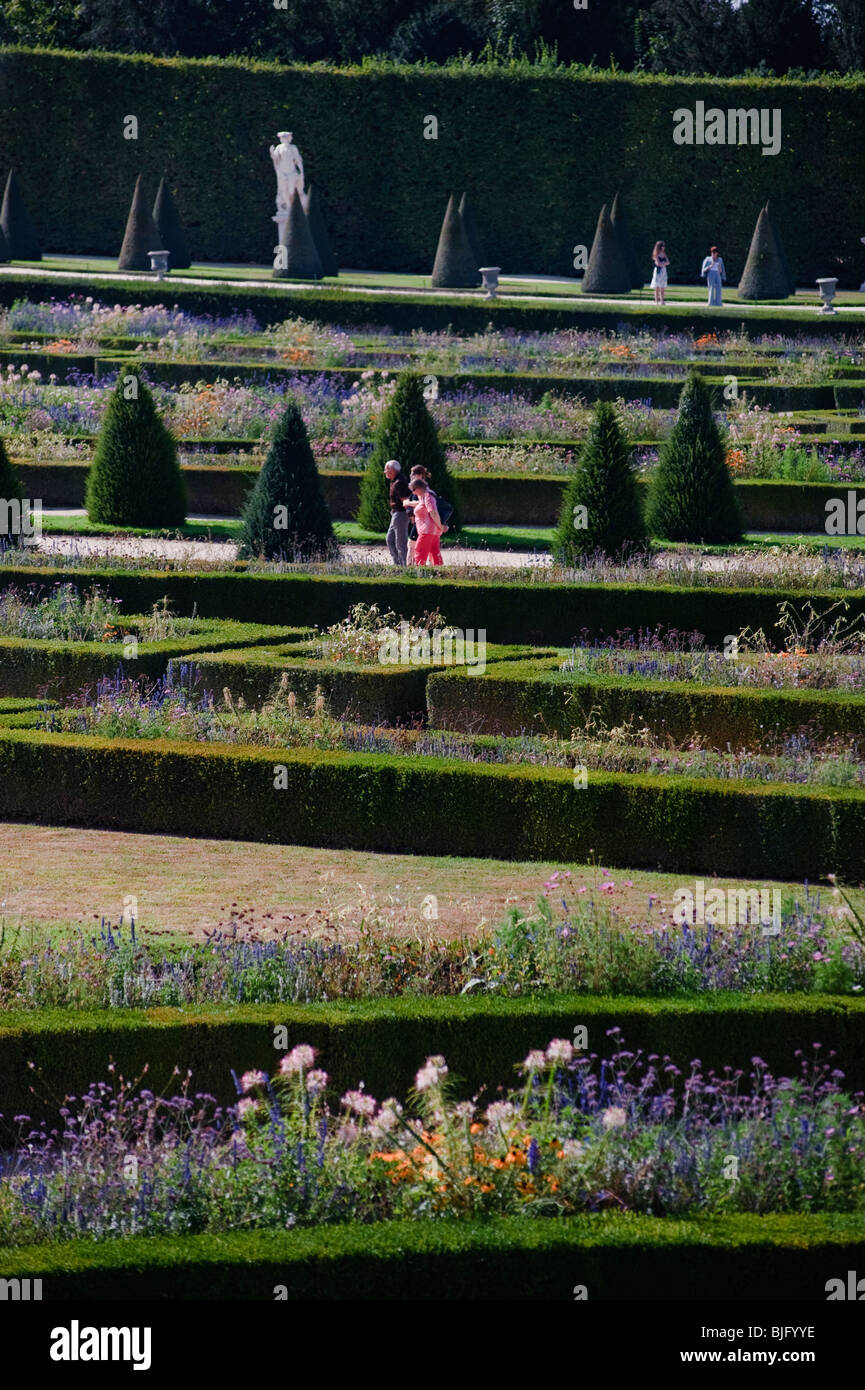 Paris, France - Parc français, (« Château de Versailles »), jardin royal, jardin des fleurs, vue aérienne,Vue abstraite, détail des jardins urbains de Versailles Banque D'Images