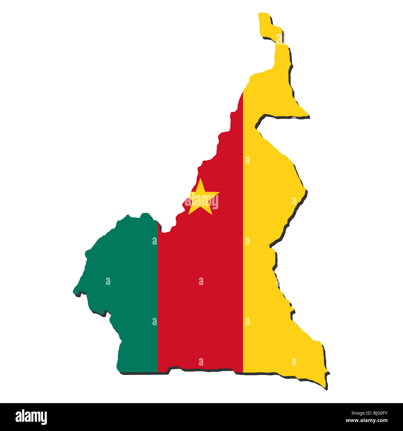 Carte du Cameroun et leur drapeau illustration Banque D'Images