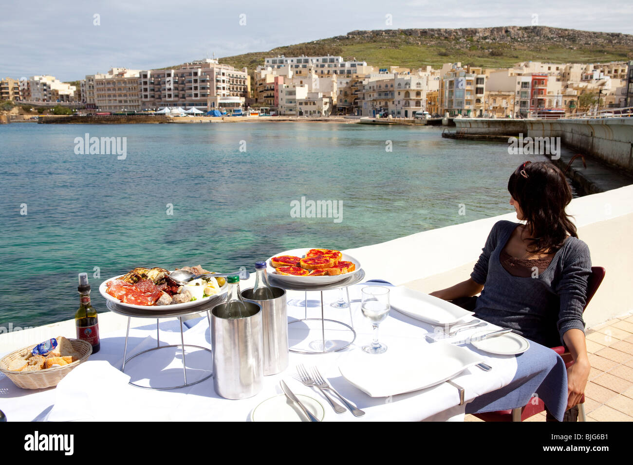 Alimentation, restaurant, Marsallforn Kartell, Gozo, Malte Banque D'Images