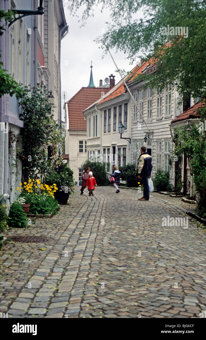 Scène de rue à Bergen, Norvège Banque D'Images