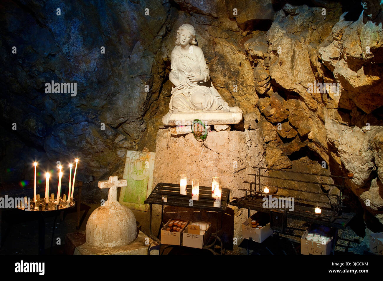 Sainte Madeleine dans la grotte de la Sainte Baume Banque D'Images