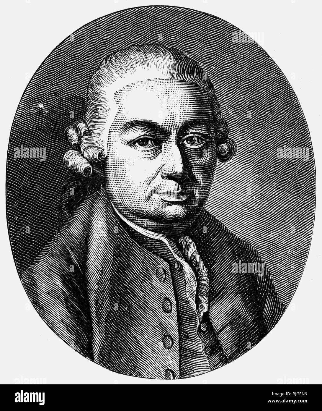 Bach, Carl Philipp Emanuel, 8.3.1714 - 14.12.1788, compositeur allemand, portrait, gravure sur cuivre par A. Stoettrup, 18e siècle, l'artiste a le droit d'auteur , de ne pas être effacé Banque D'Images