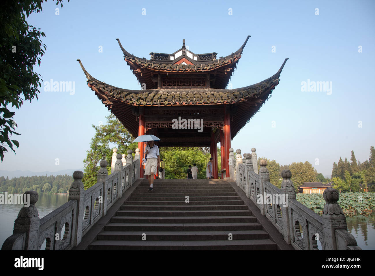 Ceinture de jade à Pont Xi Hu, Lac de l'Ouest, à Hangzhou, Chine Banque D'Images