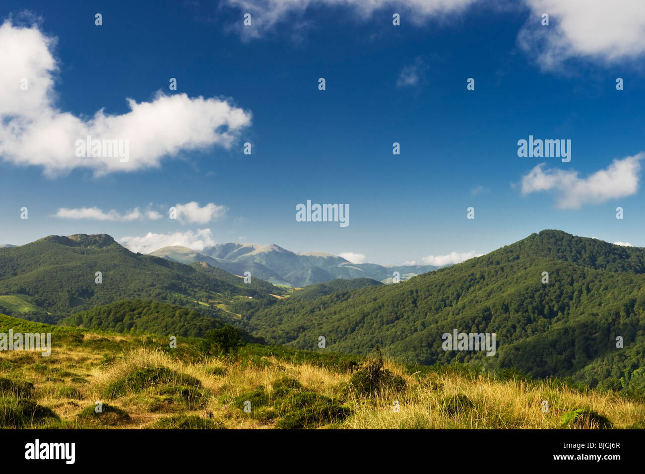 Vue de l'Zamateluko Gaina, une montagne dans les Pyrénées espagnoles de Navarre, au nord de l'Espagne Banque D'Images