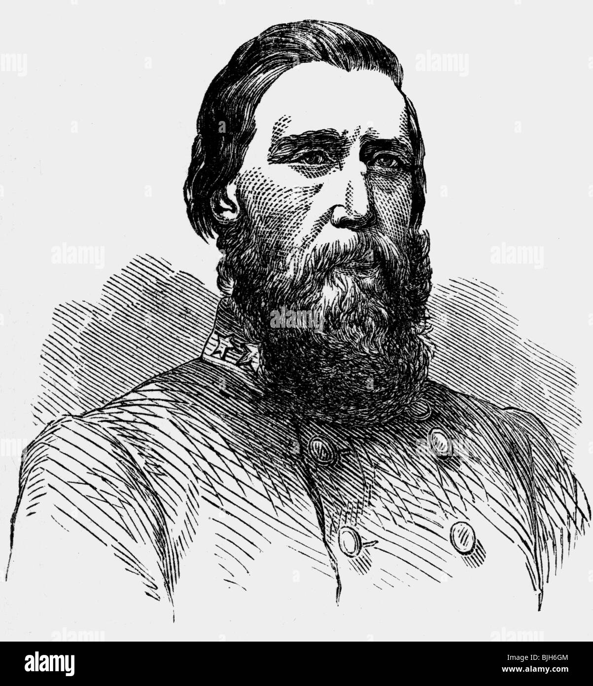 Hood, John Bell, 1.6.1831 - 30.8.1879, général américain, commandant l'Armée confédérée du Tennessee 17.7.1864 - 23.2.1865, portrait, gravure de bois, XIXe siècle, , Banque D'Images