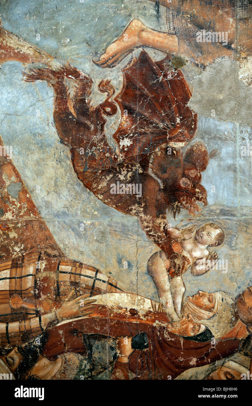 Détail de 14thC le triomphe de la mort par Bonamico di Martino da Firenze (Buffalmacco) dans le Camposanto, Pise, Toscane, Italie Banque D'Images