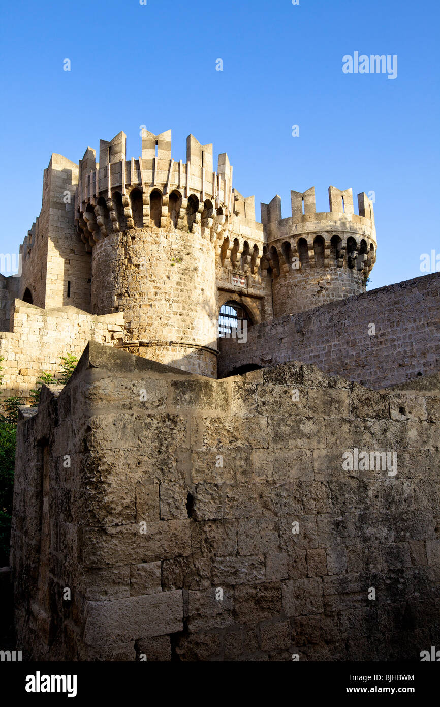 Palais des grands maîtres dans la vieille ville de Rhodes, l'île de Rhodes, Dodécanèse, Grèce Banque D'Images