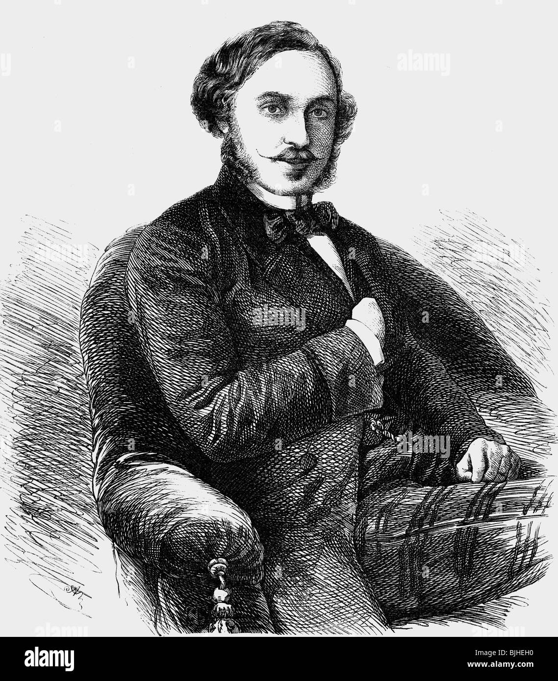 Persigny, Jean Gilbert Fialin, duc de, 11.1.1808 - 13.1.1872, politicien français, ministre de l'intérieur 22.1.1852 - 23.6.1854 et 5.12.1860 - 23.7.1863, demi-longueur, gravure en bois par Adolf Neumann, 1861, , Banque D'Images