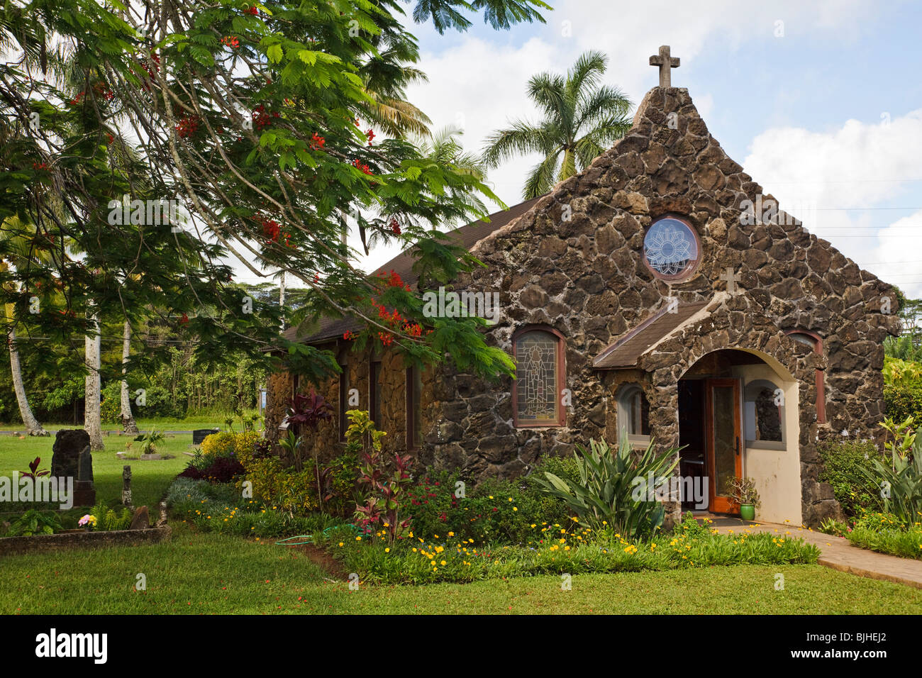 Mémorial du Christ Episcopal Church in Kilaeua, Kauai, Hawaii Banque D'Images