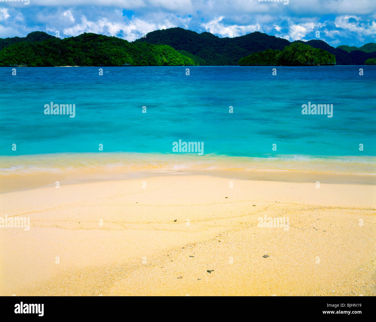 Honeymoon Beach, Rock Islands National Park, République de Palau, Micronésie Banque D'Images