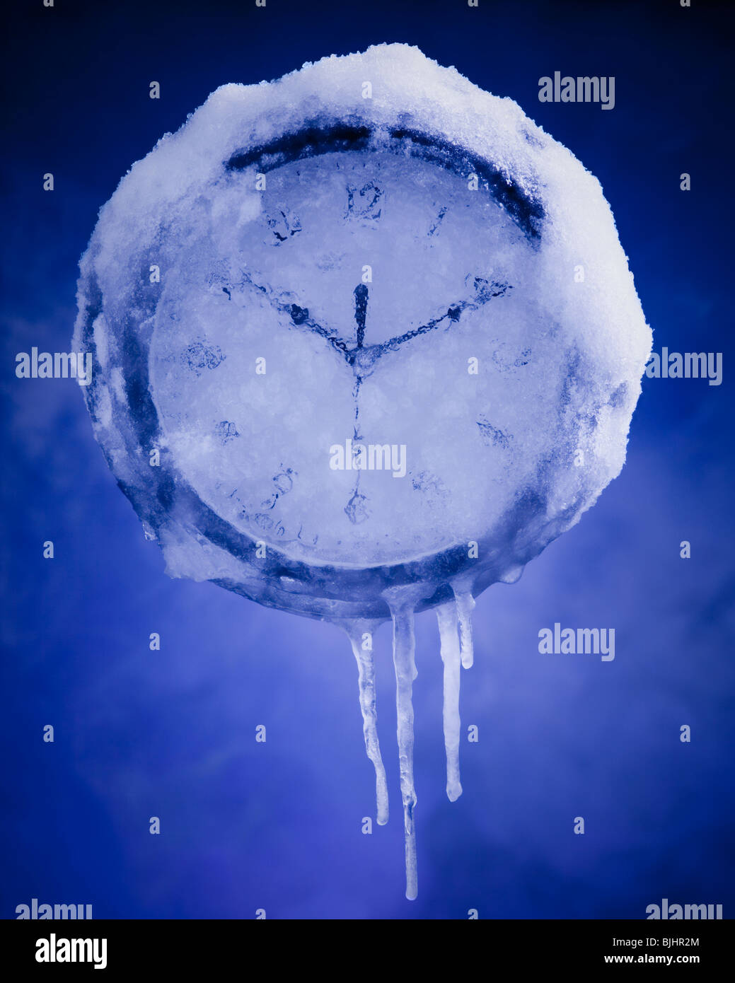 Réveil recouvert de neige et de glace Banque D'Images