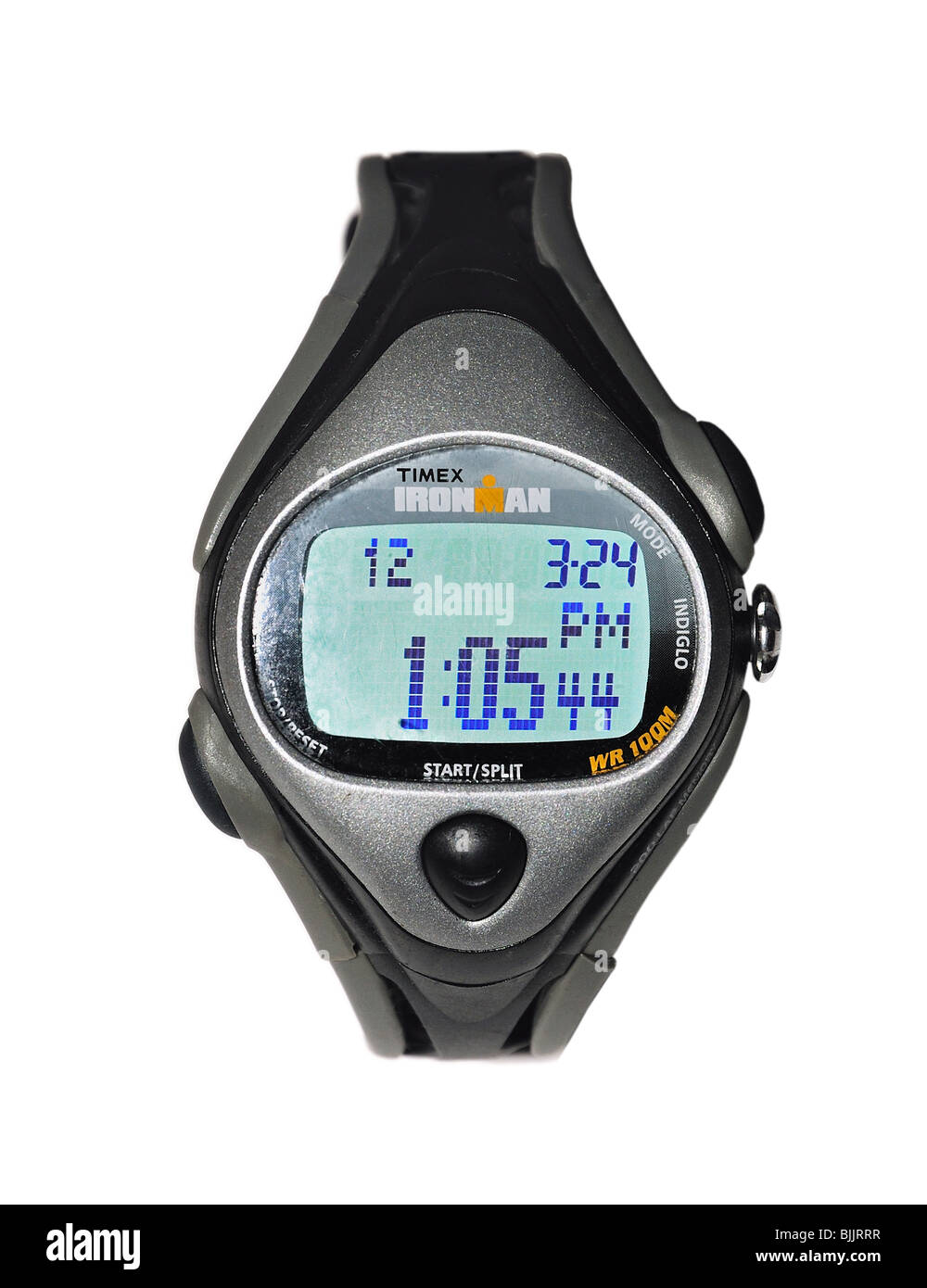 L'homme Sport les contrôles de temps avec montre-bracelet Banque D'Images