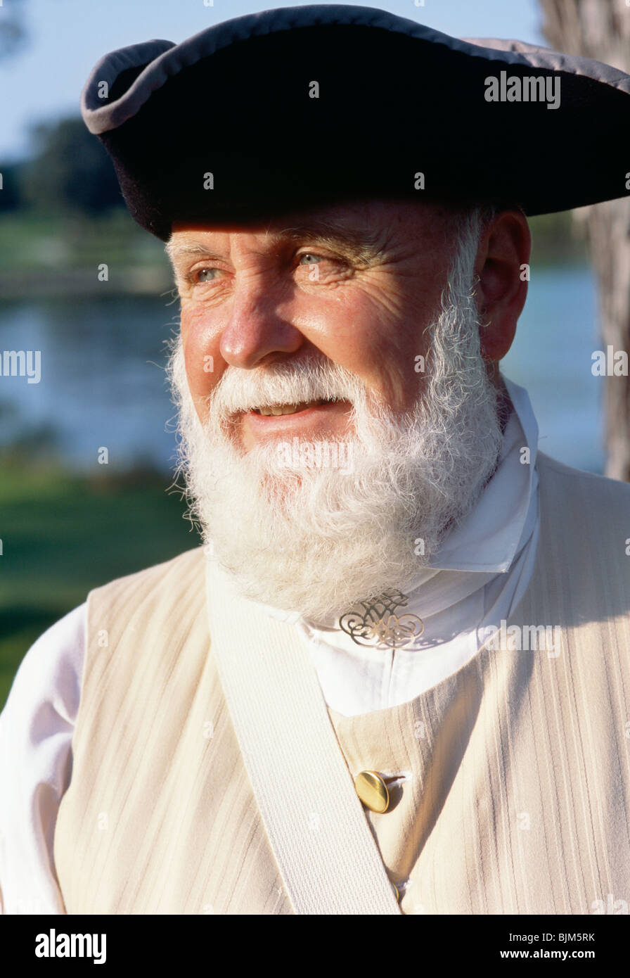 Homme habillé en costume de l'époque coloniale Banque D'Images