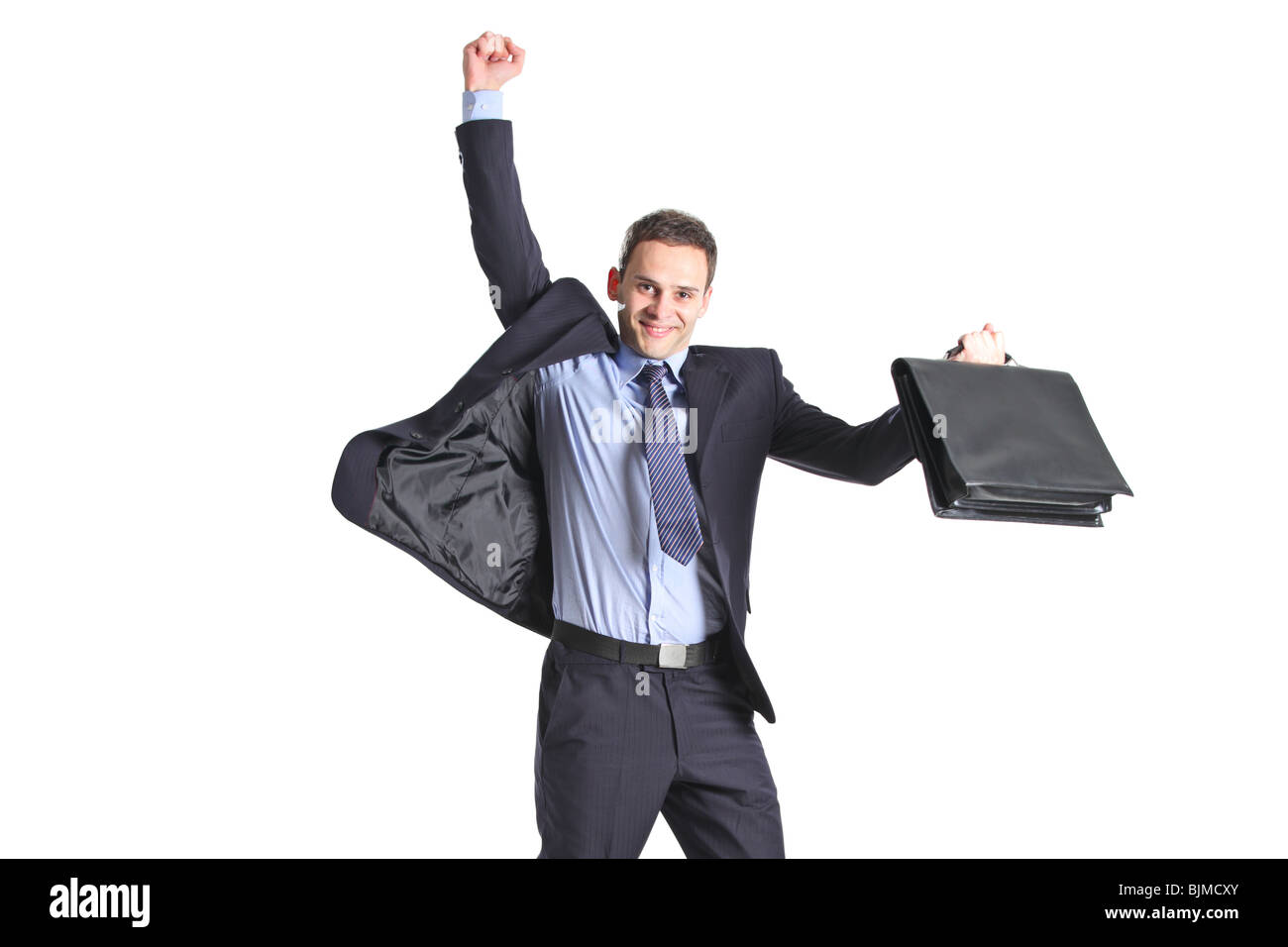 Un jeune businessman jumping dans l'air Banque D'Images