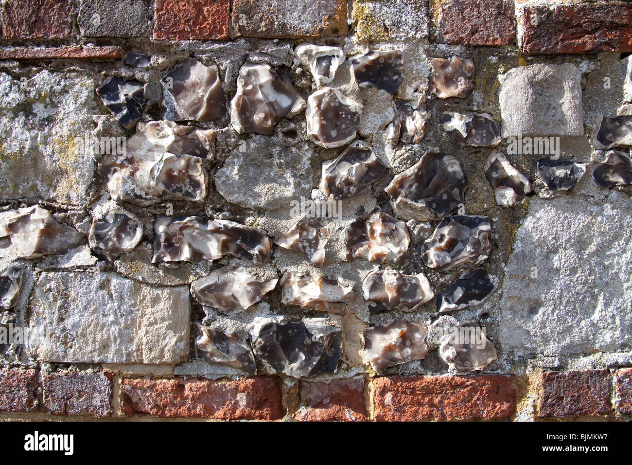 Des murs en briques et silex, Winchester, Hampshire, Angleterre Banque D'Images