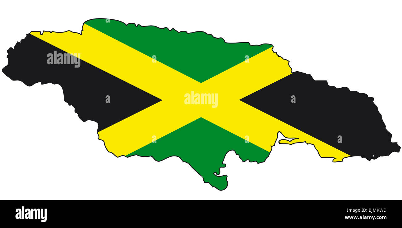 La Jamaïque, flag, outline Banque D'Images