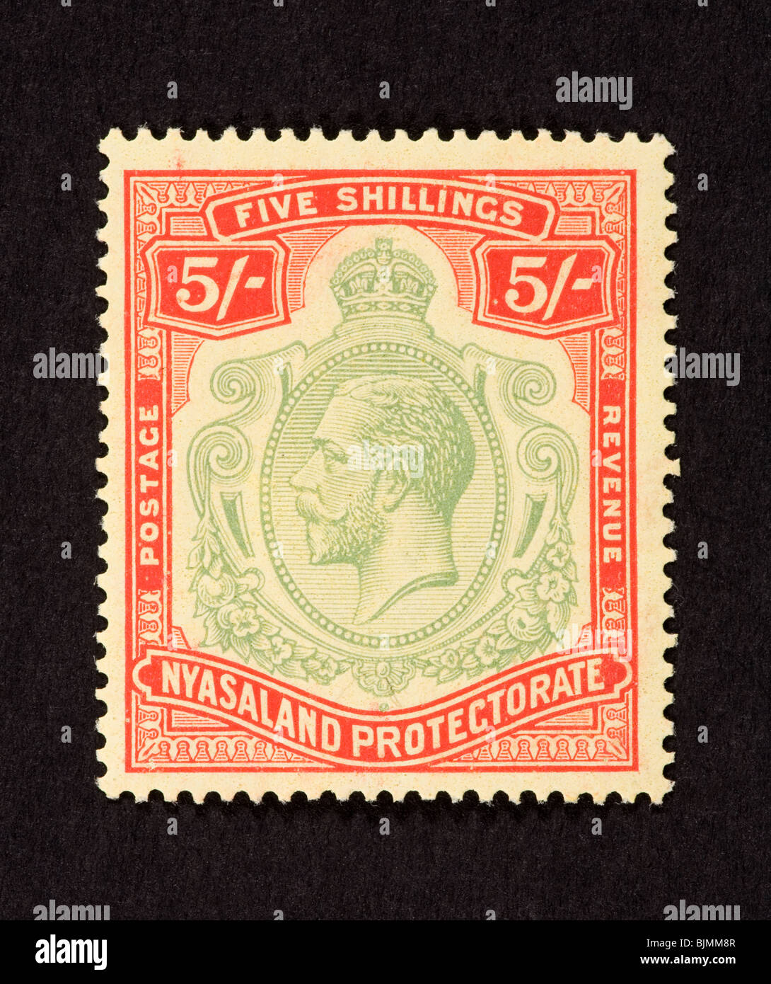 Timbre-poste du Nyasaland protectorat (plus tard, le Malawi) représentant le roi George V. Banque D'Images