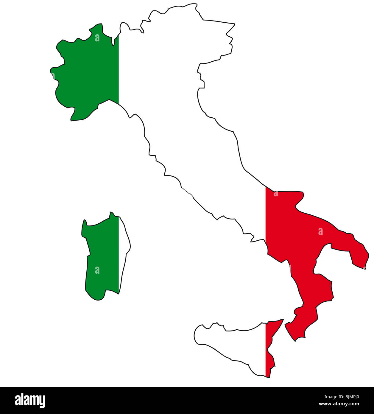 L'Italie, flag, outline Banque D'Images