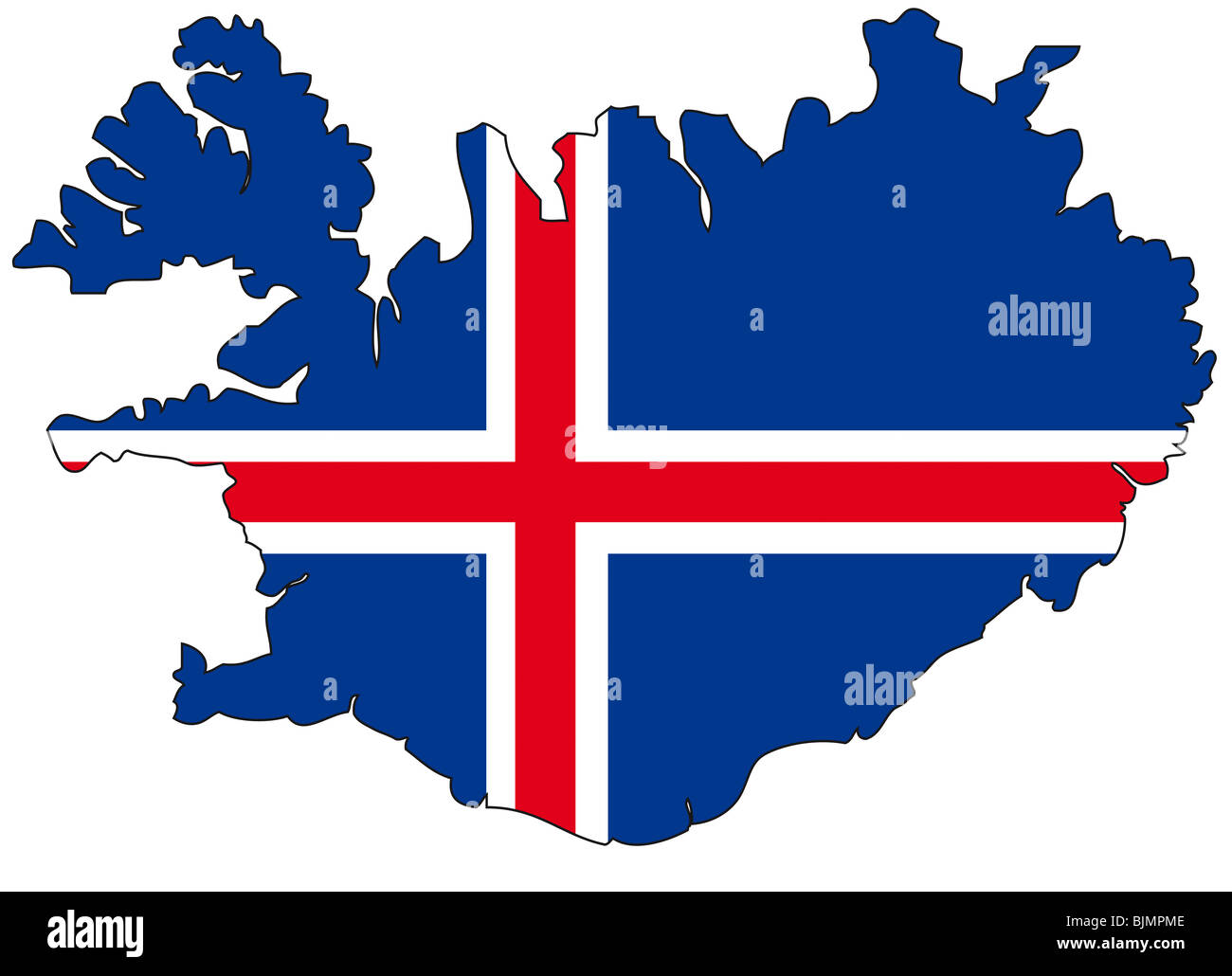 L'Islande, flag, outline Banque D'Images