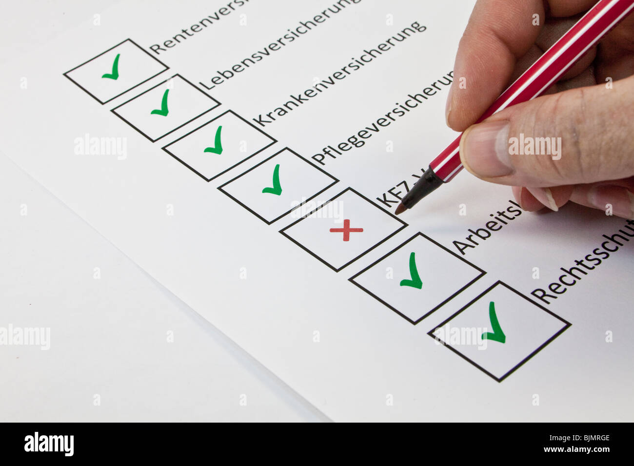 Évaluation des prestations d'assurances, assurance retraite, assurance vie, assurance maladie, assurance, location de 09/12/2012 10 Banque D'Images