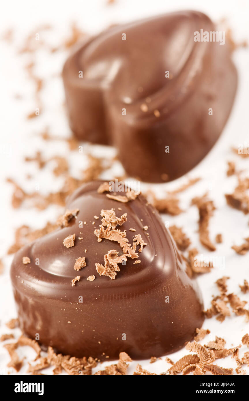 Deux bonbons Chocolat close up Banque D'Images