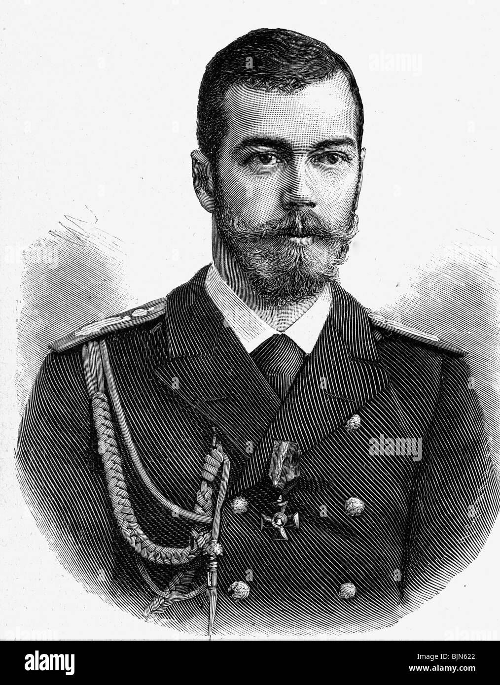 Nicholas II Alexandrovitch, 6.5.1868 - 16.7.1918, Empereur de Russie 21.10.1894 - 2.3.1917, portrait, gravure de bois, 1894, , Banque D'Images