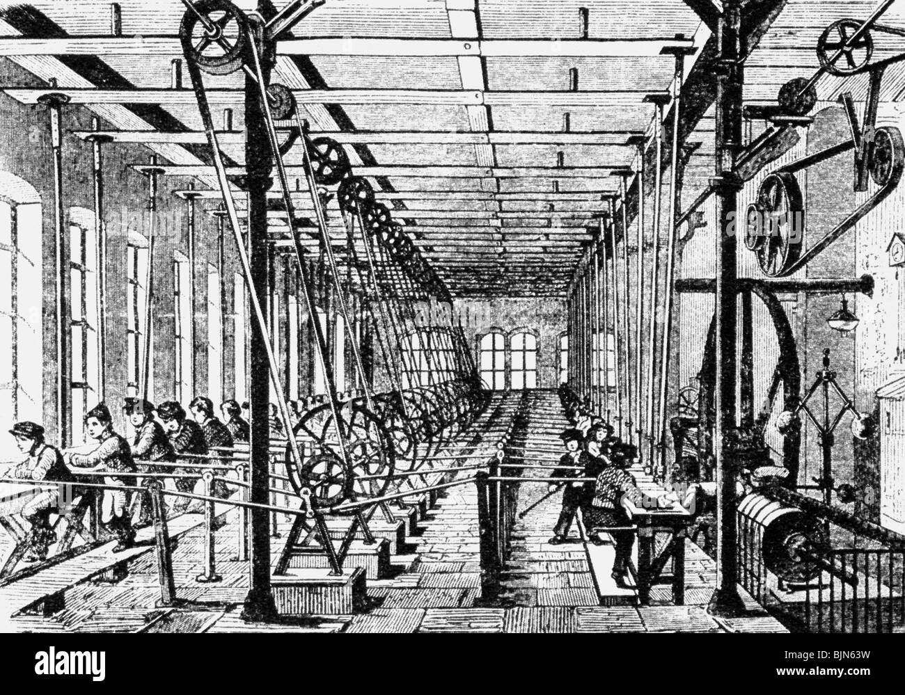 Industrie, papier, fabrique de produits de papier à Aschaffenburg, Basse-Franconie, gravure sur bois, vers 1880, Banque D'Images
