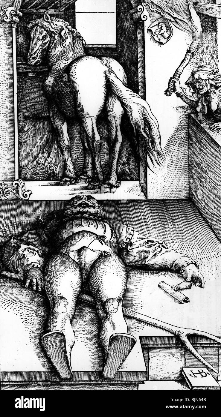 Witchcraft, 'The Bewitched Groom', coupe de bois, par Hans Baldung Grien, 1544, Banque D'Images