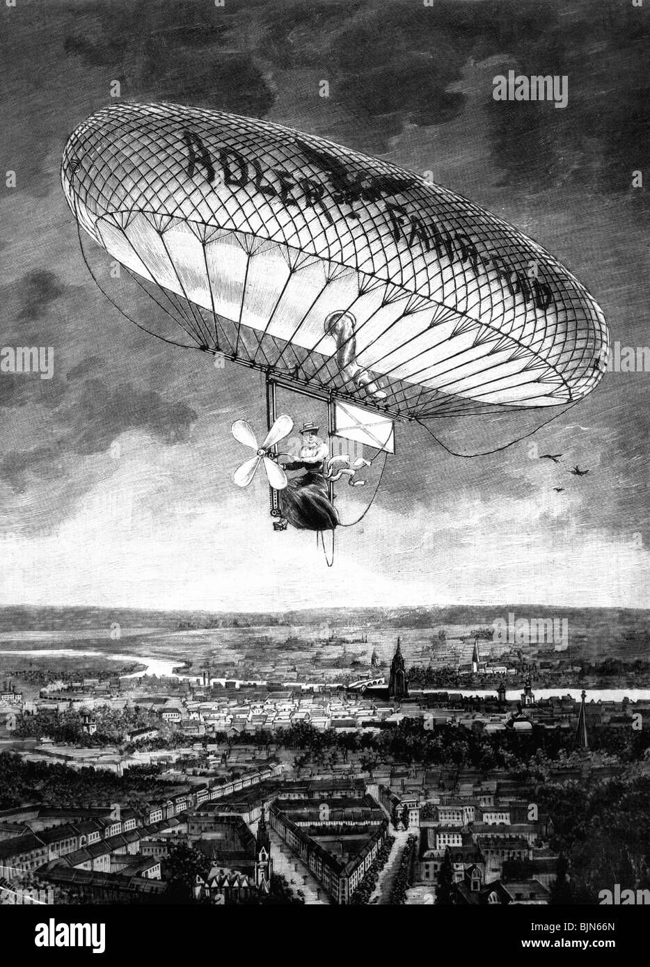 Paulus, Kaethe, 22.12.1868 - 31.7.1935, l'aéronaute allemand, promenade en bateau, de l'air après la gravure sur bois, dessin de A. Reichl, 1898, , n'a pas d'auteur de l'artiste pour être effacé Banque D'Images