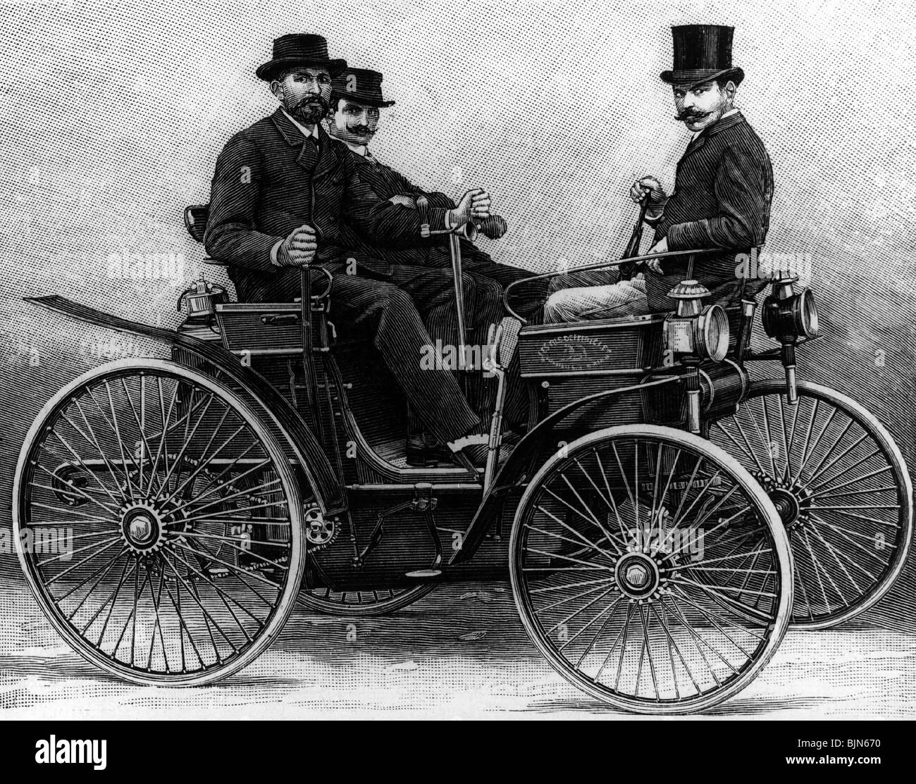 Transport / transport, voiture, variantes de véhicules, Peugeot type 3, vue de droite, gravure en bois, 1892, vue latérale, conducteur, conducteur, passagers, passager, voiture, moteur Daimler, moteur essence, moteur essence, moteurs essence, moteurs essence, opposé, vis-à-vis, vis-à-vis, roue à rayons, roue à rayons, roues pochées, levier de direction, leviers de direction, chaînes d'entraînement Chaînes d'entraînement, chaîne, chaînes, entraînement, propulsion, moteur, unité d'alimentation, entraînements, automobile, automobile, automobile, voiture de tourisme, automobile, automobile, automobile, automobile, automobile, voitures de tourisme, France, Banque D'Images