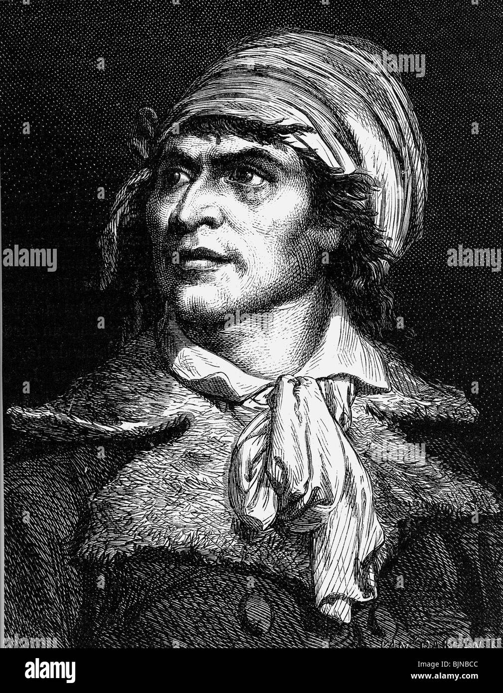 Marat, Jean Paul, 24.5.1744 - 13.7.1793, journaliste et politicien français, portrait, gravure sur bois, XIXe siècle, Banque D'Images