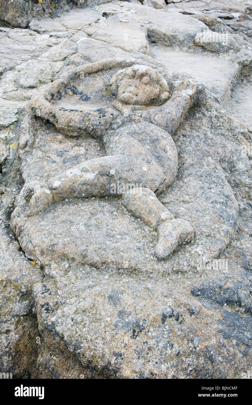 Rock Carvings Rotheneuf Bretagne France Banque D'Images