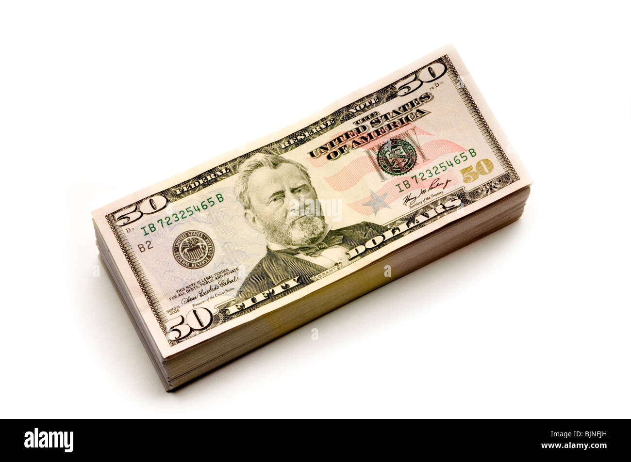 Pile de l'argent américain sur fond blanc Banque D'Images