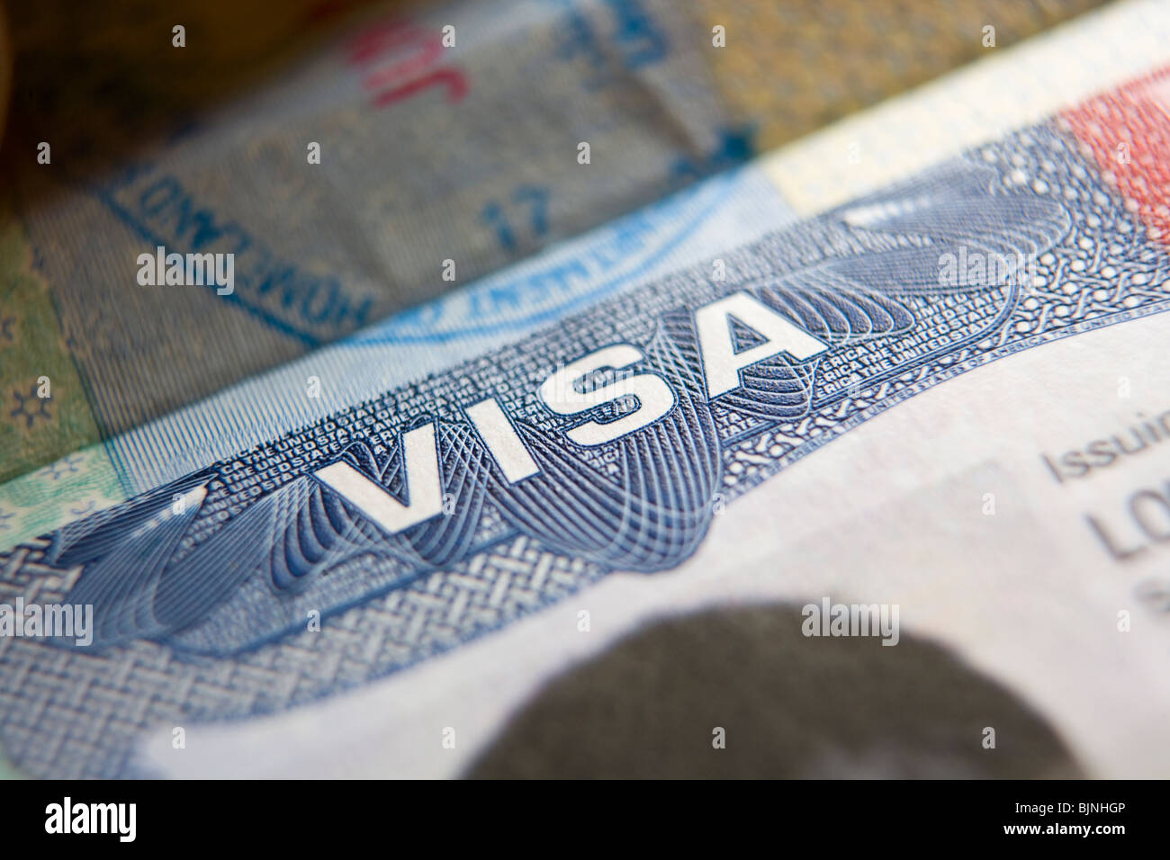 Visa pour les Etats-Unis Banque D'Images