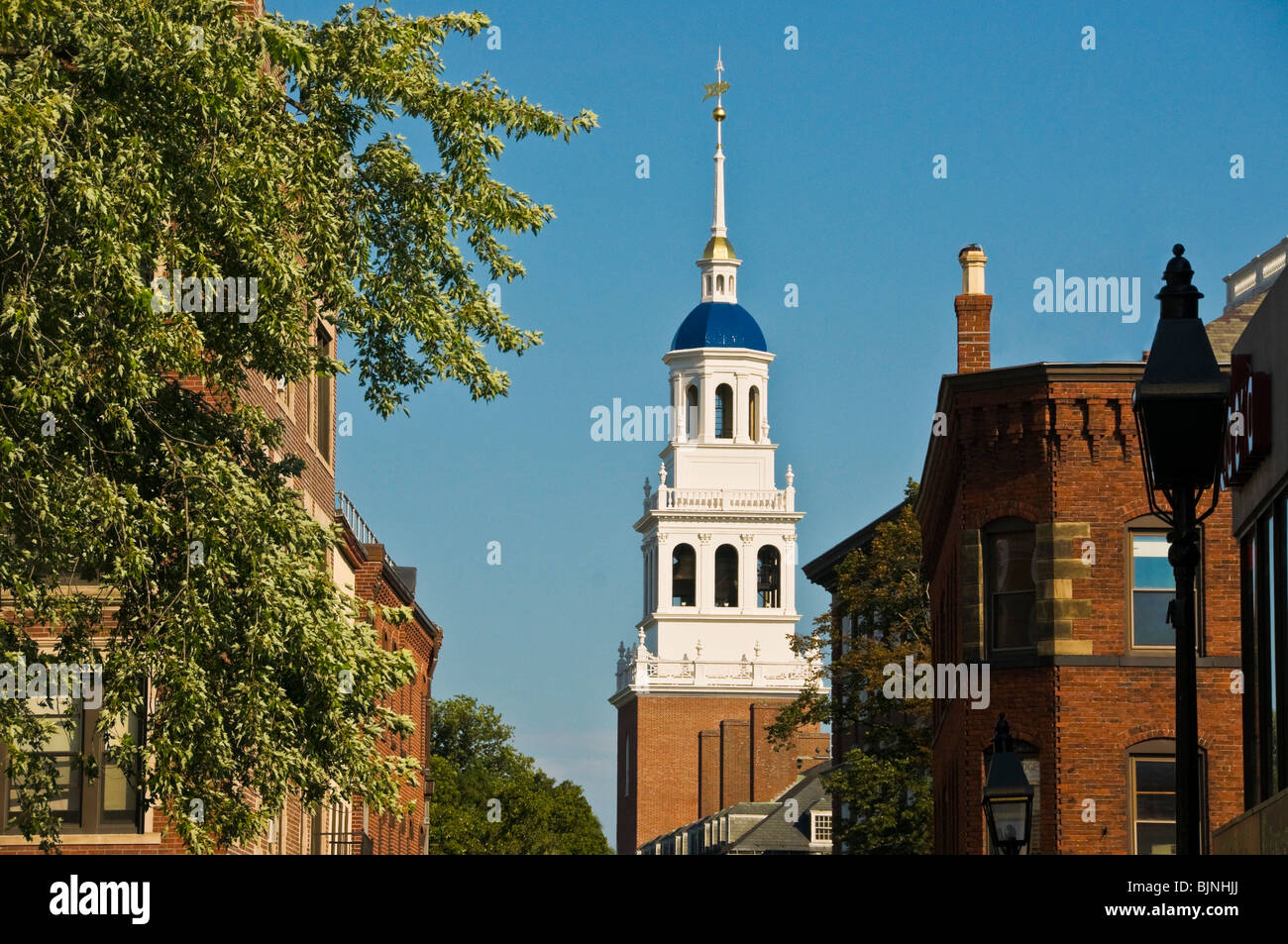 Cambridge, rue piétonne à côté de l'université de Harvard Banque D'Images