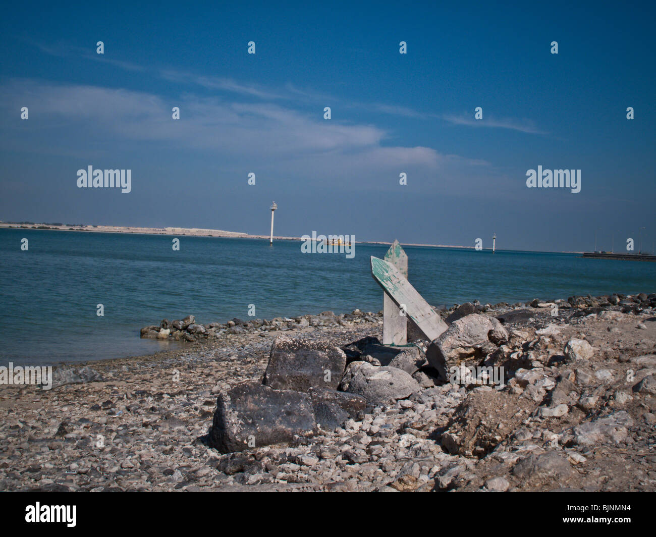 Vieux bois sur la plage dans le Golfe Persique Banque D'Images