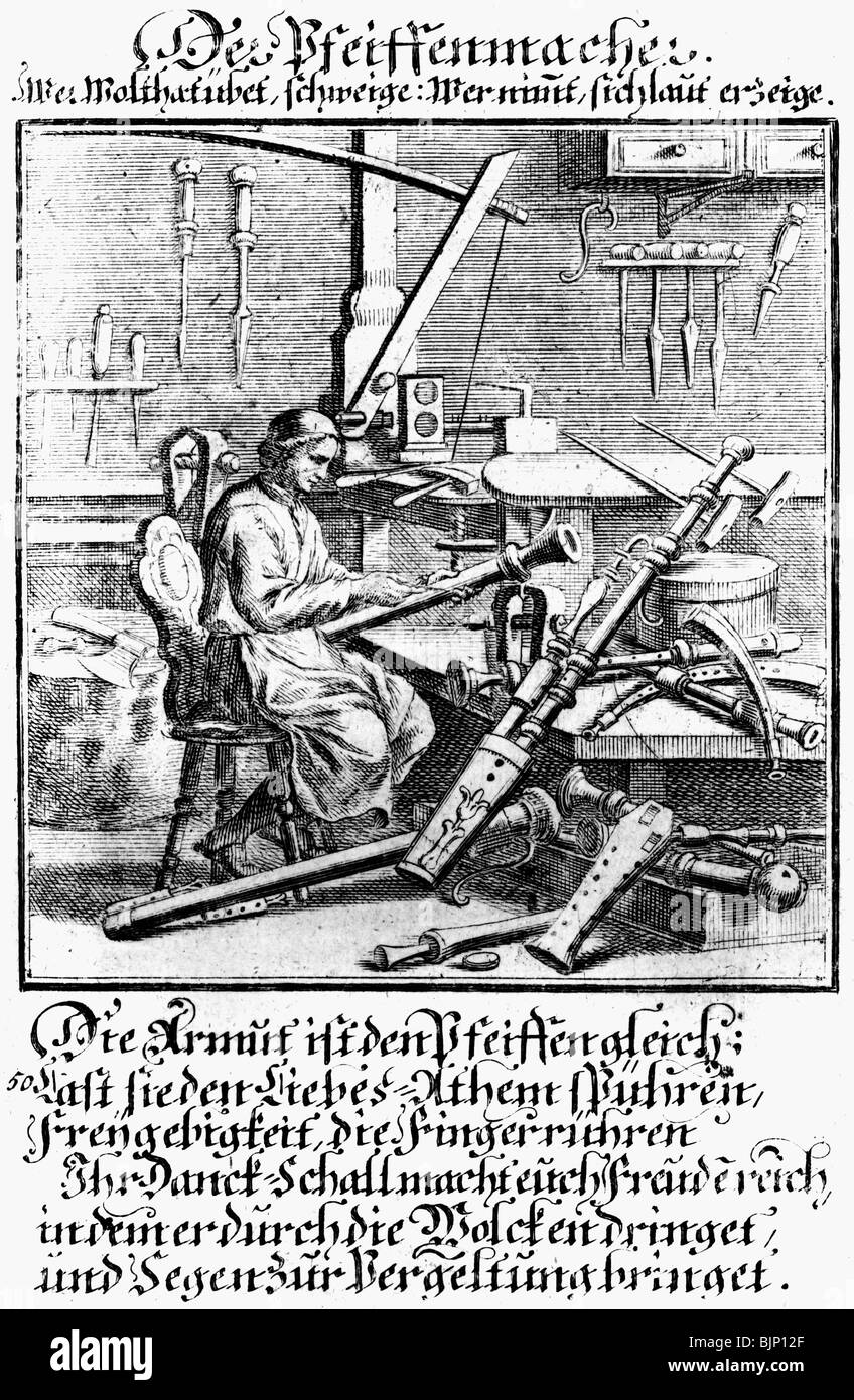 Personnes, professions, pipier, gravure sur cuivre à partir de "taendebuch" de Christoph Weigel, 1698, avec le verset par Abraham a Santa Clara, , n'a pas d'auteur de l'artiste pour être effacé Banque D'Images