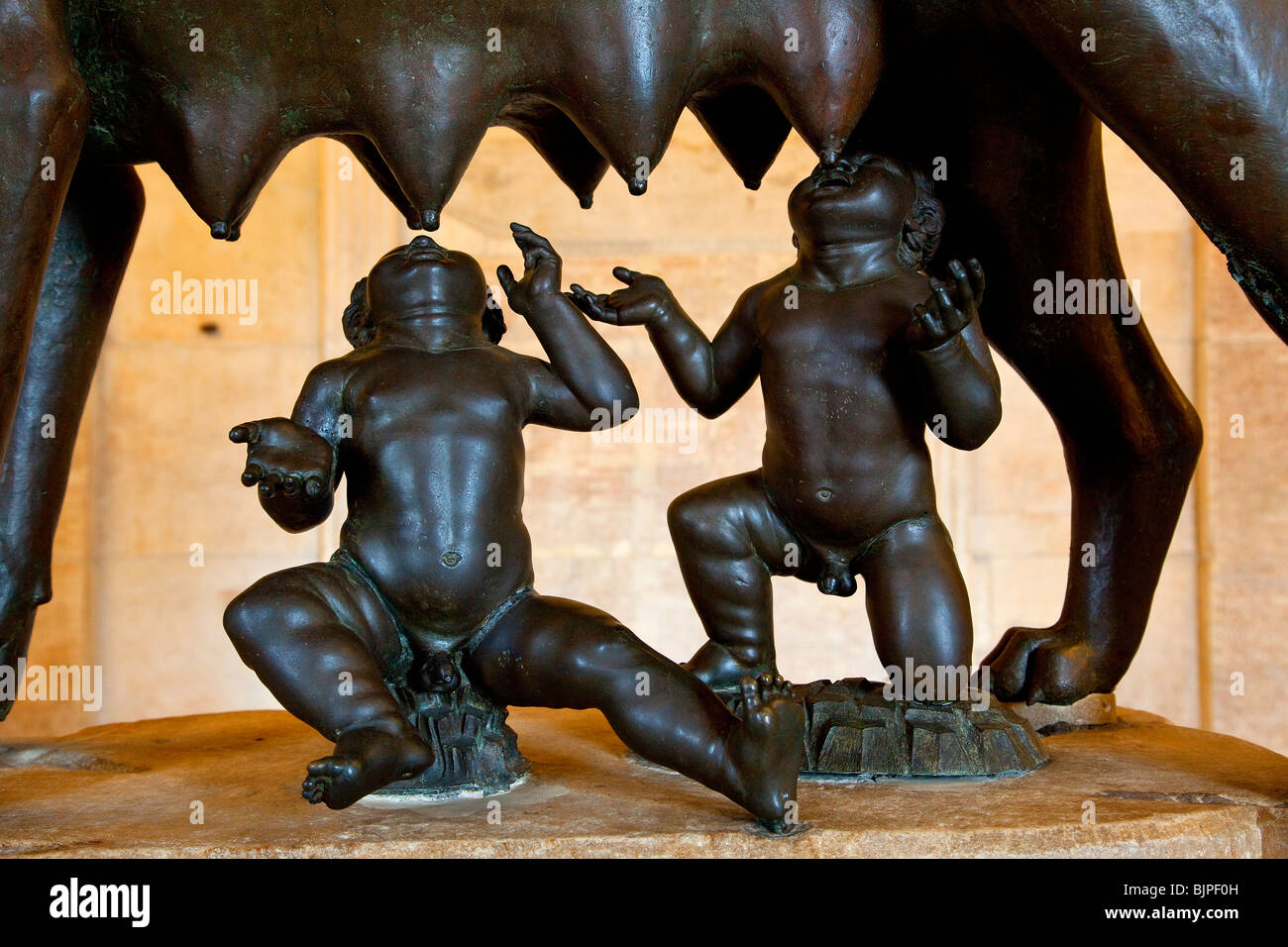 Rome, le Capitole louve avec Romulus et Remus Banque D'Images