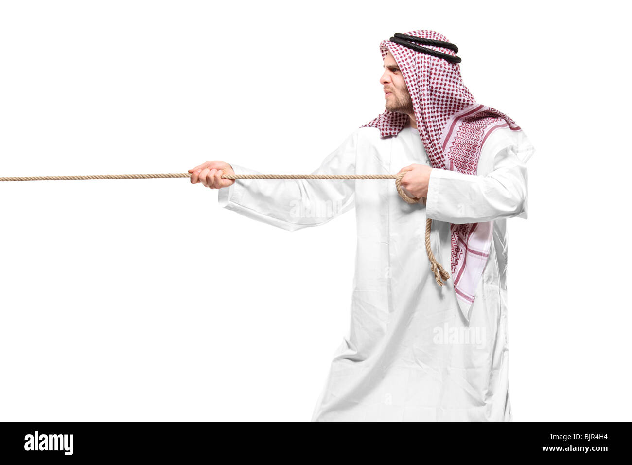 Un Arabe personne tirant une corde Banque D'Images Un Arabe personne tirant une corde Banque D'Images